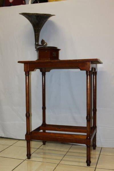 A MAGNIFICENT VINTAGE VERY TALL DISPLAY TABLE WITH TONS OF CHARACTER & BEAUTIFUL TURNED LEGS!!!