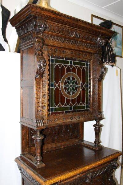 SPECTACULAR ANTIQUE circa 1820 HAND CARVED LEAD GLASS CABINET WITH INCREDIBLE DETAIL!!! WOW!!!