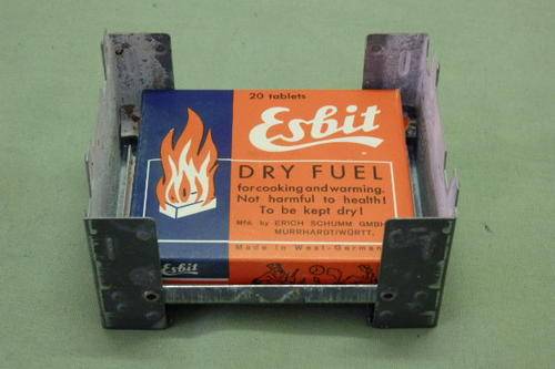 AN INCREDIBLE VINTAGE (WEST) GERMAN MADE ESBIT FOLDING POCKET STOVE WITH A FEW FUEL TABLETS