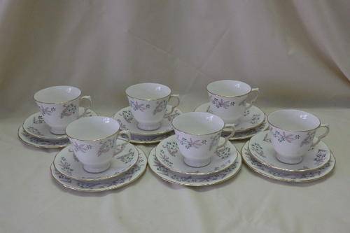 AN INCREDIBLE COLLECTION OF SIX VINTAGE RIDGWAY COLCLOUGH OF ENGLAND "WENTWORTH" PATTERN TRIO'S