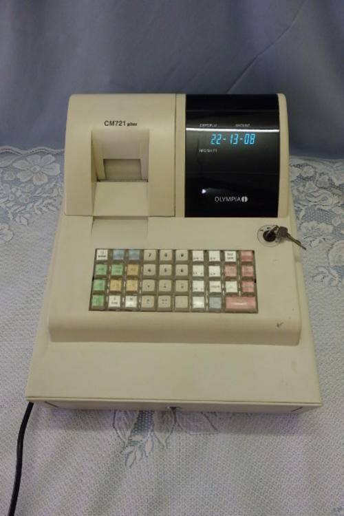 AN AWESOME OLYMPIA CM721 "PLUS" CASH REGISTER WITH PLU KEYS IN WORKING CONDITION
