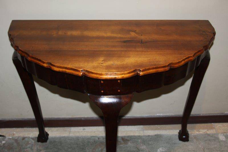 A GORGEOUS SOLID IMBUIA HALF MOON TABLE IN FANTASTIC CONDITION FOR THE AGE!!!