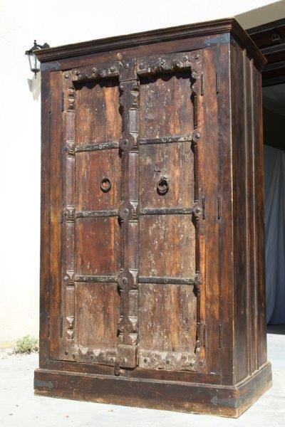 MAGNIFICENT HUGE ANTIQUE SOLID TEAK MOROCCAN FEATURE CUPBOARD w INCREDIBLE DETAIL; GREAT CONDITION!