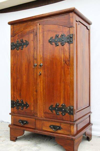 MAGNIFICENT BURMESE TEAK BALI DRINKS / TV / LINEN / ALL PURPOSE CABINET w 2 DRAWS! free to Edenvale