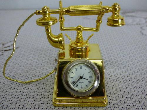 24K GOLD PLATED VINTAGE TELEPHONE KEEPSAKE GIFT with 4 SPECTRA SWAROVSKI CRYSTALS! BEAUTIFUL !!