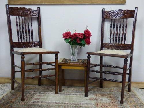2 EXQUISITE ANTIQUE PRESSED BACK VICTORIAN CHAIRS (c1900's) w OLD MAN OF THE MOUNTAIN CARVING Bid/ch