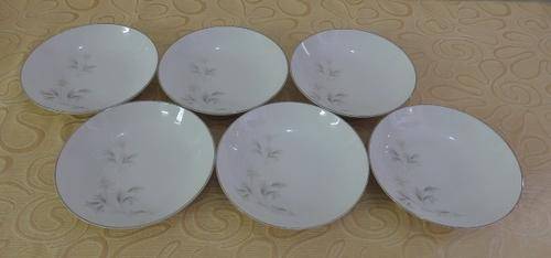 A GORGEOUS SET OF SIX NORITAKE OF JAPAN BONE CHINA SOUP BOWLS IN THE AWESOME ROWENA PATTERN