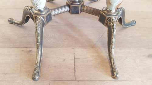 An exquisite and beautifully made round Italian marble and ornate solid brass coffee table