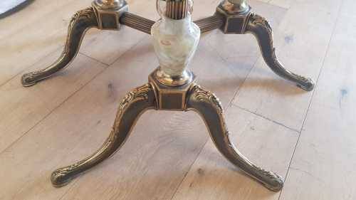 An exquisite and beautifully made round Italian marble and ornate solid brass coffee table