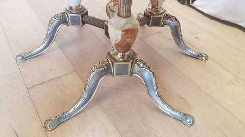 An exquisite and beautifully made round Italian marble and ornate solid brass coffee table