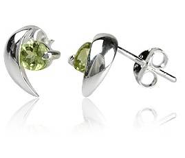 925 Silver Earrings with Peridot Rounds