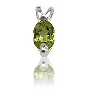 925 Silver Pendant with Peridot Oval and Chain