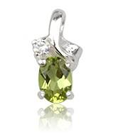 925 Silver Pendant with Peridot Stone and Chain