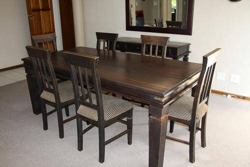 Madisons Indian style dark wax Dinning table, 6 Chairs, Sideboard and Mirror