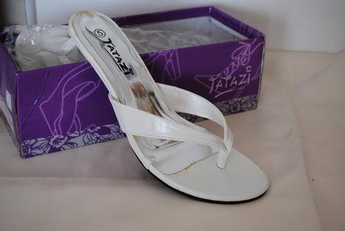 White Low Heel Casual Sandal