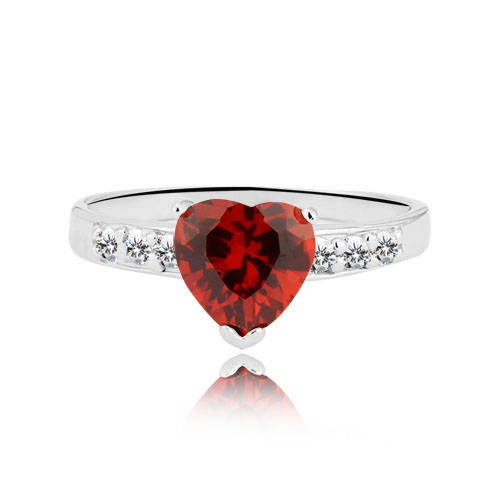 LOVELY RED HEART 925 SILVER RING