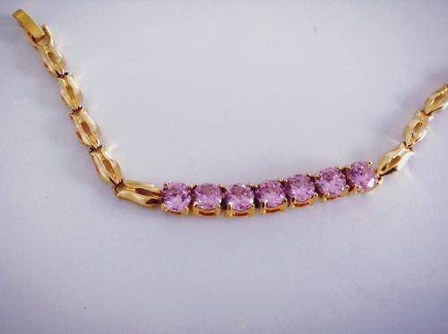 ELEGANT PINK CZ IN GOLD PLATED BRACELET
