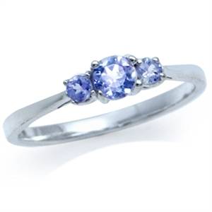 3 Stone Tanzanite Engagement Ring (size R)