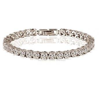 Brilliant 11 Carat Sparkling AAA Crystal and White Gold Bracelet