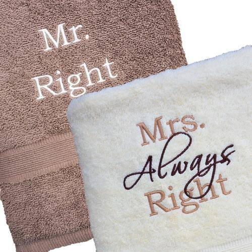 MR & MRS Embroidered Bath Towel sets
