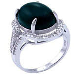 Sterling Silver Elegant Green Jade Halo Split Band Ring