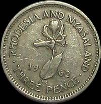 1962 Rhodesia and Nyasaland Threepence