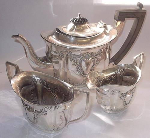 Stunning 3 Piece Sterling Silver Tea Set By George Nathan & Ridley Hayes