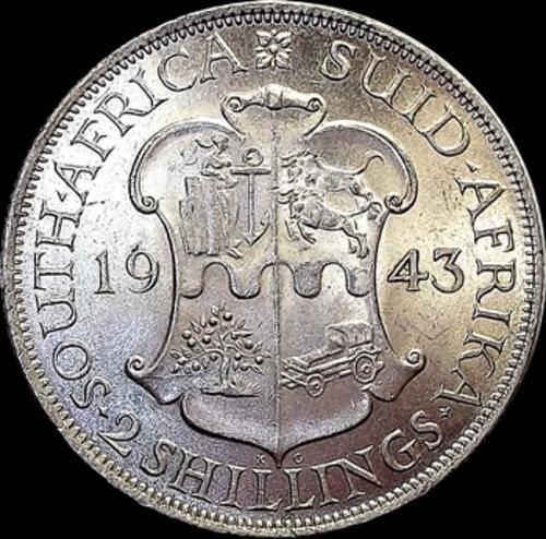 Brilliant UNC - 1943 Union of South Africa Silver Two Shilling