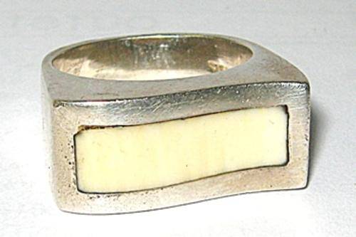 Thick Sterling Silver and Ivory Men's Ring