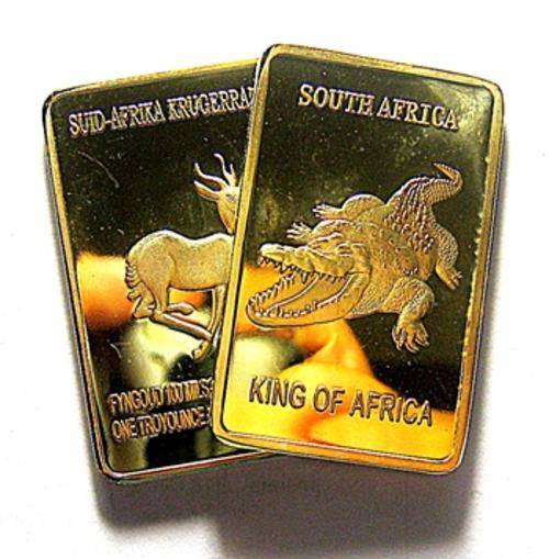 CROCODILE .999 24K Gold Layered Bullion Bar 1 OZ South Africa Krugerrand