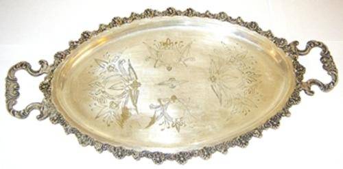 Large/Heavy Ornate Silver Plated Tray