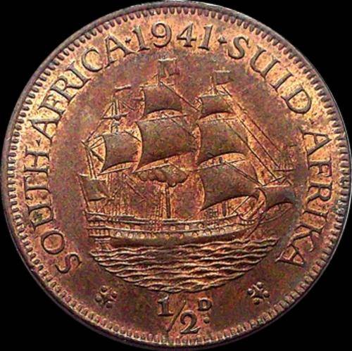 1941 Union of South Africa 1/2D Penny - Mint State ( UNC )