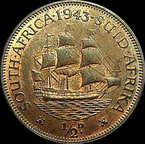 Brilliant UNC - 1943 Union Half Penny