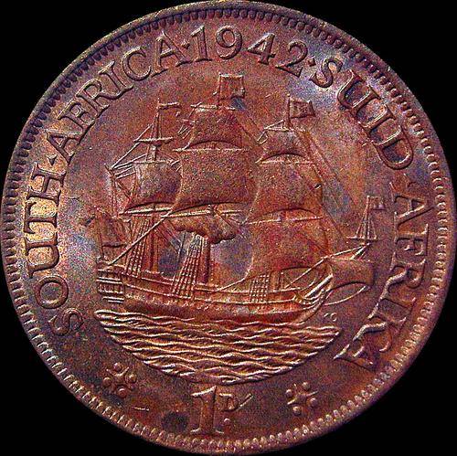 Union Of South Africa 1942 Red/Brown 1D Penny - Uncirculated Condition ( Catalogue Value R 750.00 )