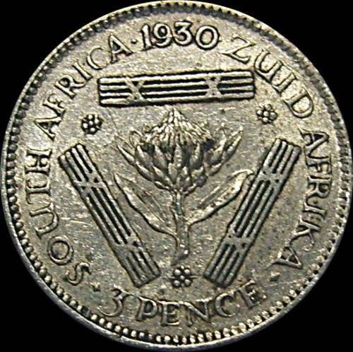 1930 Union of South African Silver Tickey ( King George V ) Nice Coin