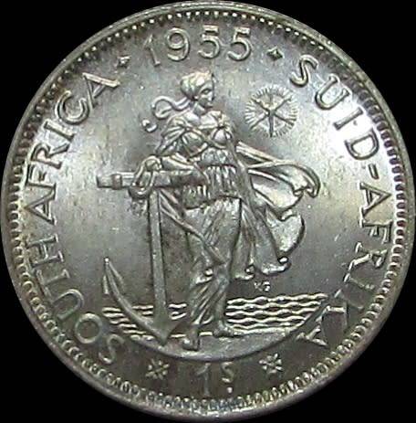 1955 Union of South Africa Silver Shilling