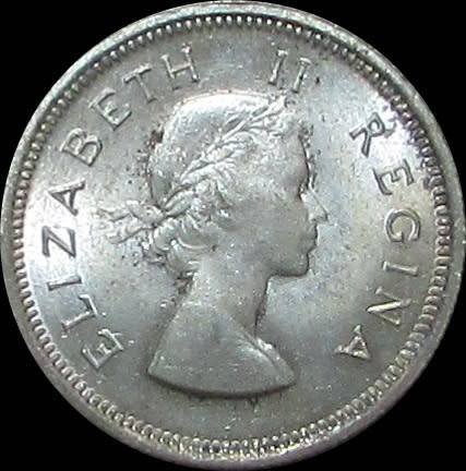 1955 Union of South Africa Silver Shilling