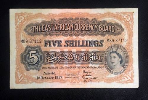 East Africa - 1957 Queen Elizabeth 5 Shillings