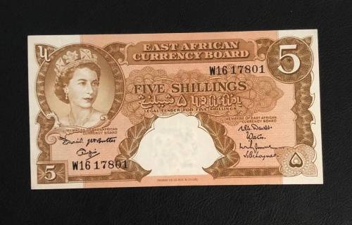 East Africa - 5 Shillings Note ( Catalogue $175 in UNC )