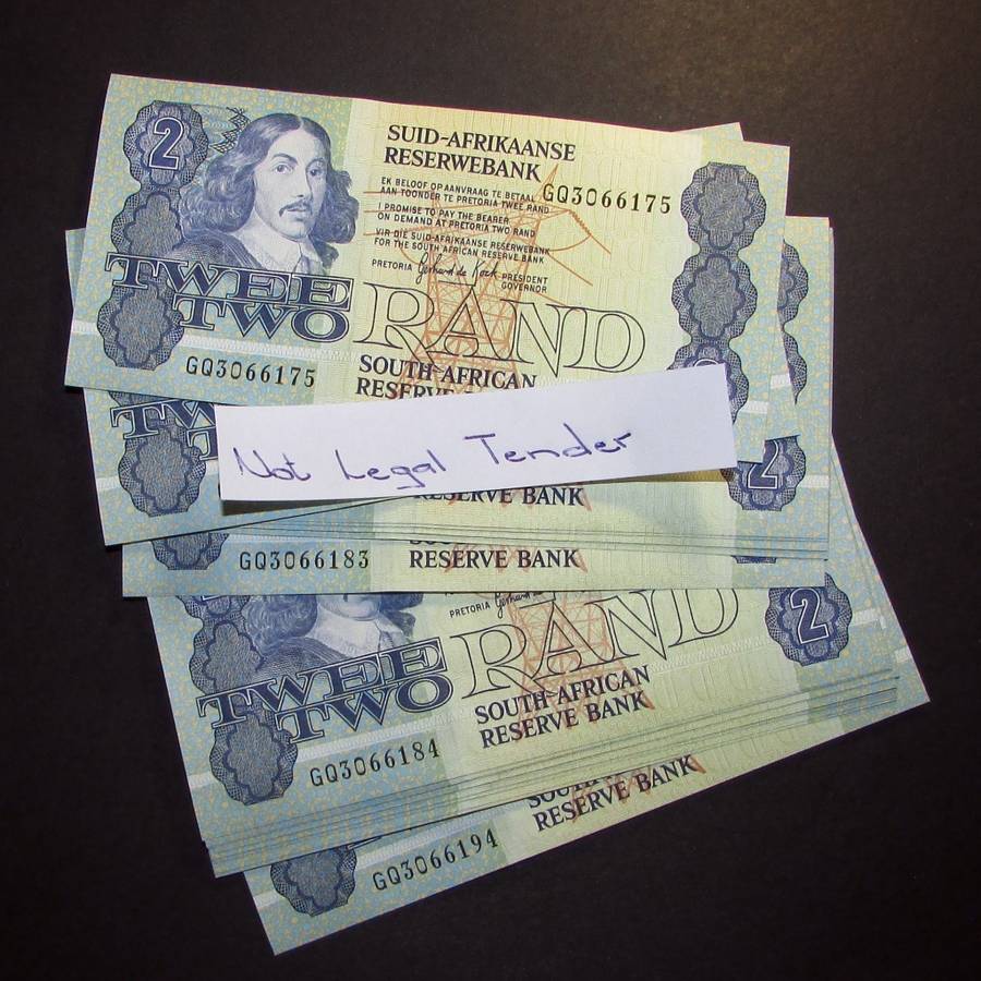 South Africa - Gehard De Kock 20 by 2 Rand Notes in Sequence