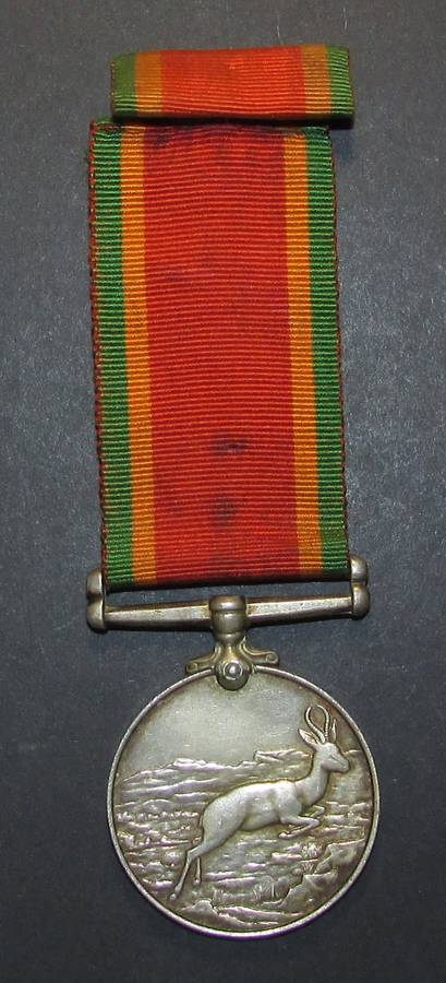 Full Size World War Two Africa Service Medal (Silver)To:NRV N.H.Erasmus