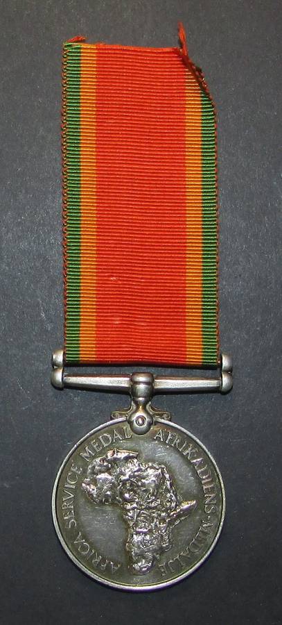 Full Size World War Two Africa Service Medal ( Silver ) To:134340 F.Coetzee