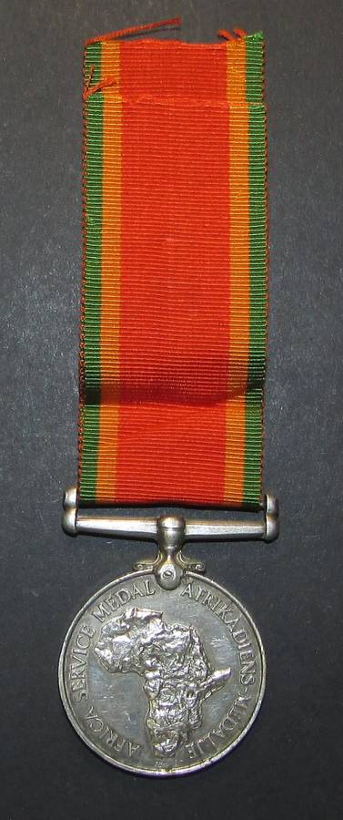Full Size World War Two Africa Service Medal ( Silver ) To:321 R.NHatton