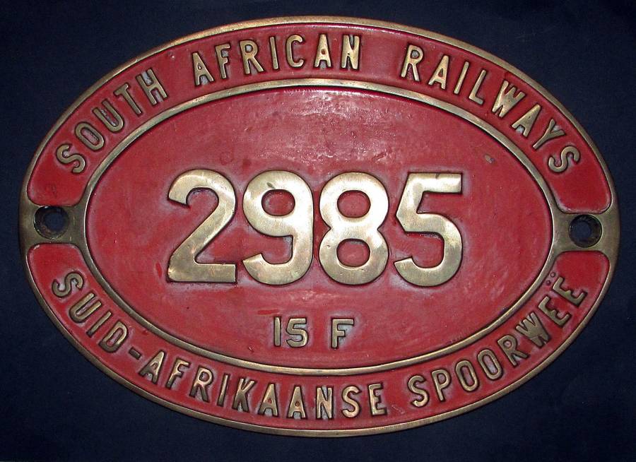 Original South African Railways Locomotive Number Plate