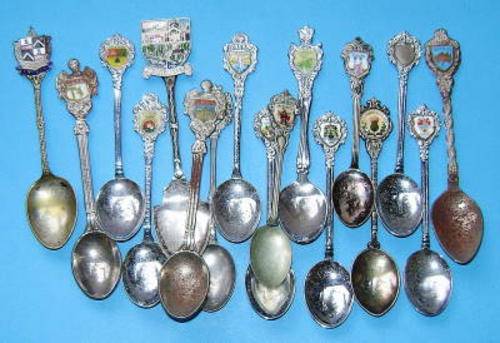 Collection of 17 Souvenir Spoons
