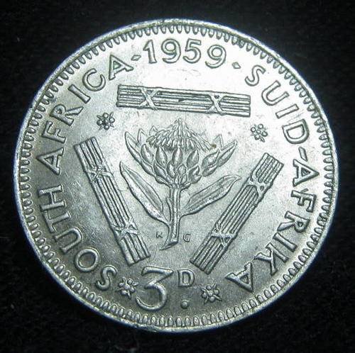 1959 Union of South Africa Silver 3D - UNC