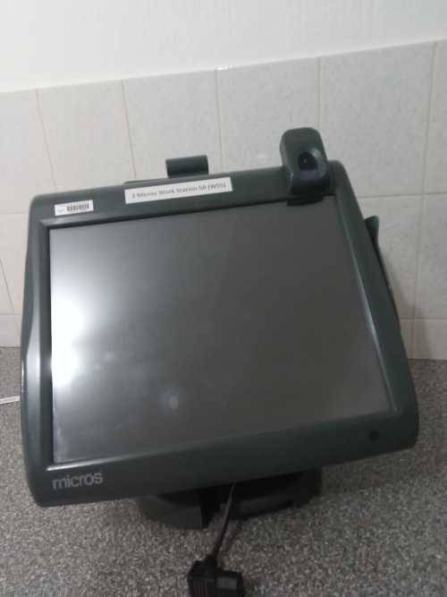 Micros CE WS5A Terminal with Stand + Customer Display and Fingerprint Scanner - Windows CE 6.0