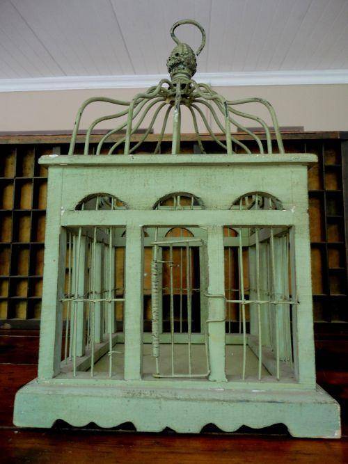 Wooden and metal bird cage