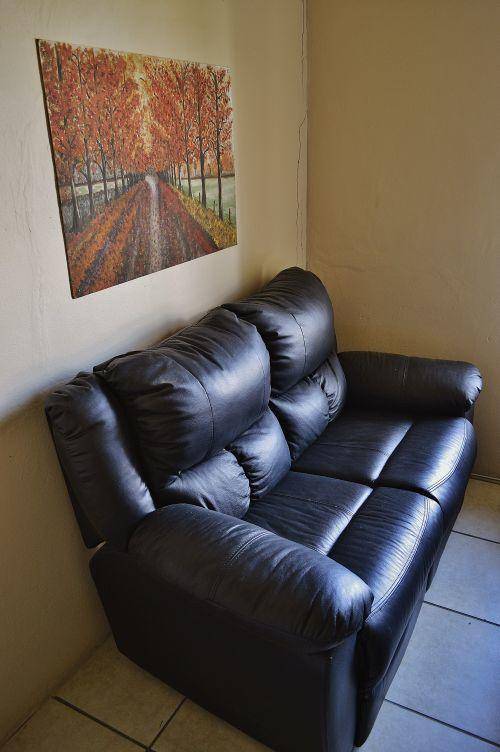 2 Seater Black Leather Sofa