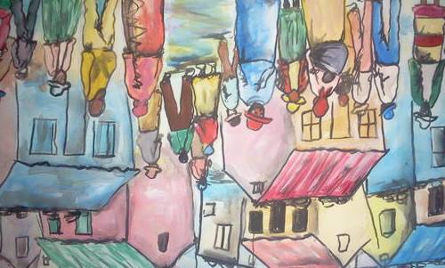 JOE MASEKO MIXED MEDIA ON CANVAS BOARD